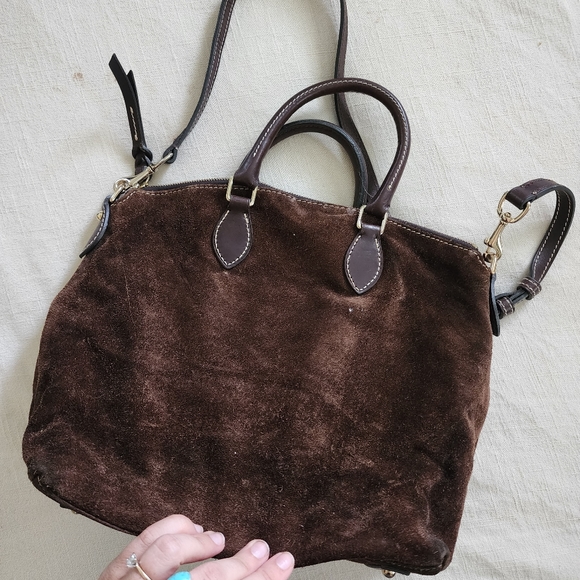 Dooney & burke brown leather purse crossbody suede - Picture 4 of 12